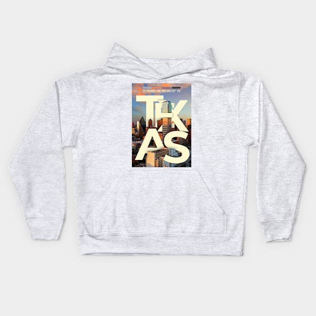 Texas Travel Poster Kids Hoodie by mardavemardave